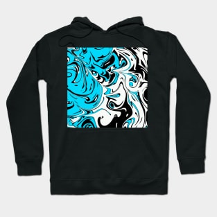 Aqua white black Liquid Abstract Art Hoodie